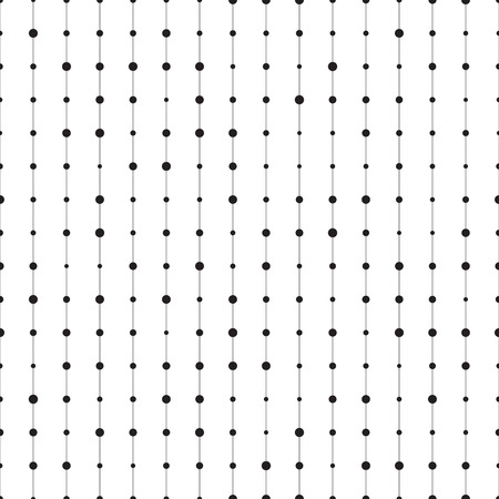 Seamless Line and Circle Pattern. Vector Black and White Background. Regular Textureのイラスト素材