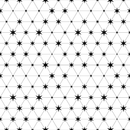 Seamless Star Pattern. Abstract Black and White Background. Regular Textureのイラスト素材