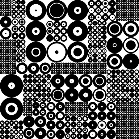 Seamless Circle Pattern. Black and White Backgroundのイラスト素材