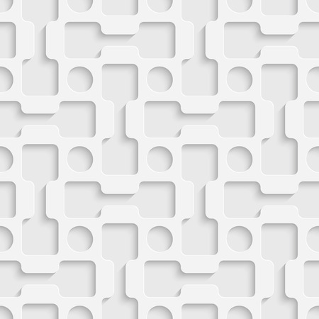 Seamless Grid Pattern. Circle and Square Background. Regular White Textureのイラスト素材
