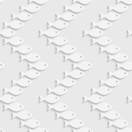 Seamless Fish Pattern. Vector Soft Background. Regular White Textureのイラスト素材