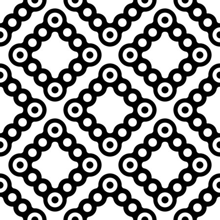 Seamless Square and Circle Pattern. Abstract Black and White Background. Vector Regular Texture