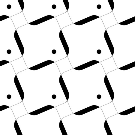 Seamless Square and Circle Pattern. Abstract Black and White Background. Vector Regular Textureのイラスト素材
