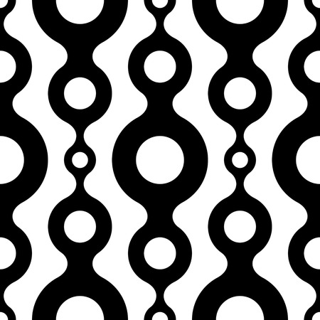 Seamless Curved Shape Pattern. Vector Black and White Backgroundのイラスト素材