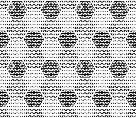 Seamless Hexagon Pattern. Vector Monochrome Backgroundのイラスト素材