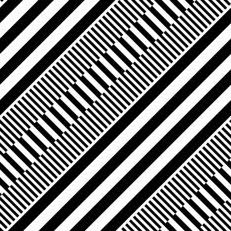 Seamless Diagonal Stripe Pattern. Vector Black and White Backgroundのイラスト素材