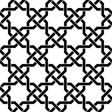 Seamless Oriental Ornament. Abstract Black and White Background. Vector Cross Patternのイラスト素材