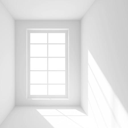 3d Illustration od White Interior Background. Empty Room with Windowの写真素材