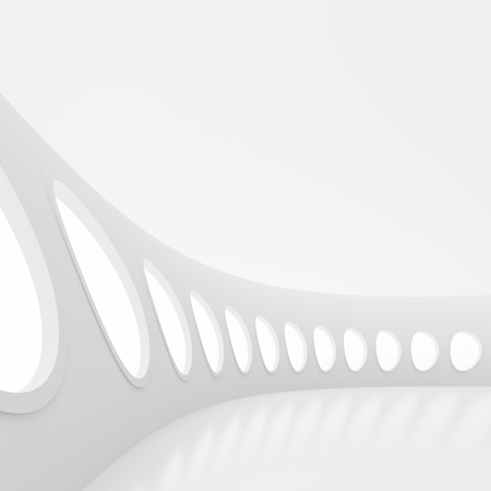 3d Illustration of White Architecture Background. Abstract Minimal Design. Modern Building Constructionの写真素材