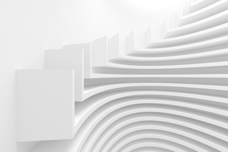 3d Illustration of Circular Architecture Background. White Modern Building Constructionの写真素材