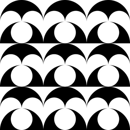 Seamless Curved Shape Pattern. Vector Black and White Backgroundのイラスト素材