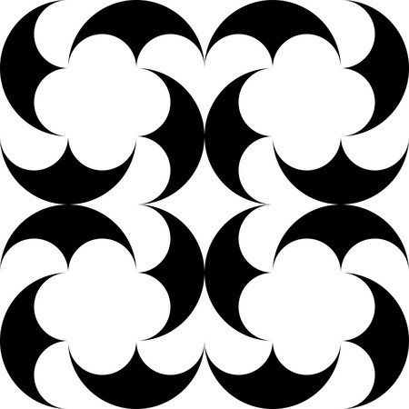 Seamless Curved Shape Pattern. Vector Monochrome Textureのイラスト素材