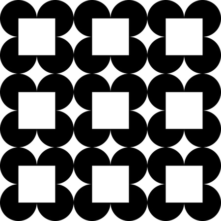 Seamless Square and Circle Pattern. Abstract Black and White Background. Vector Regular Textureのイラスト素材
