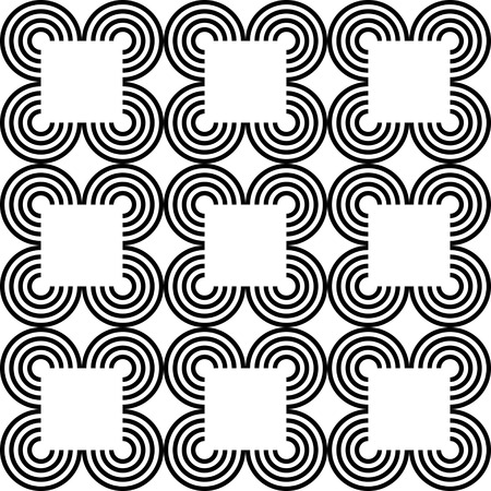 Seamless Square and Circle Pattern. Abstract Black and White Background. Vector Regular Textureのイラスト素材