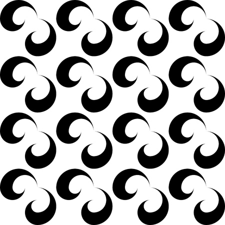 Seamless Curved Shape Pattern. Vector Black and White Backgroundのイラスト素材