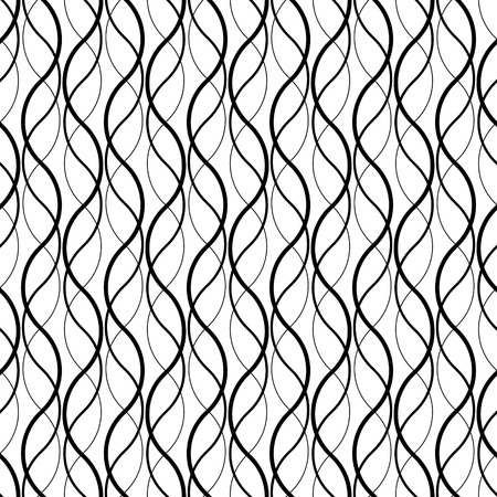 Seamless Wave and Stripe Pattern. Black and White Regular Line Textureのイラスト素材