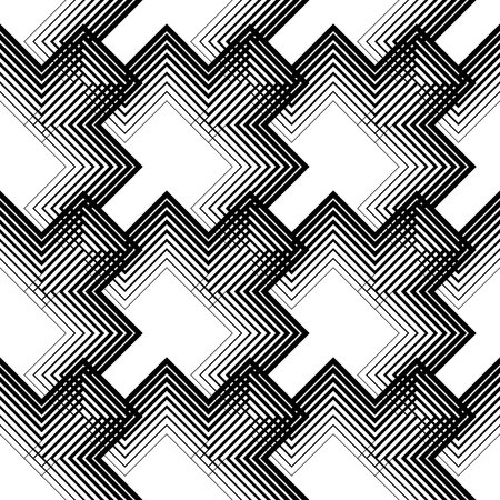 Seamless Tartan Pattern. Vector Black and White Woven Background. British Plaid Ornament. Abstract Diagonal Thin Line Art Pattern. Wrapping Paper Checks Textureのイラスト素材
