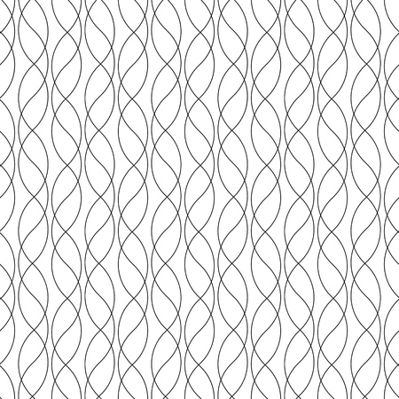 Seamless Wave and Stripe Pattern. Black and White Regular Vertical Line Texture. Vector Luxury Damask Backgroundのイラスト素材