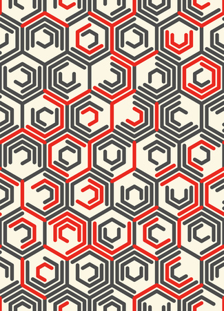 Seamless Hexagon Pattern. Vector Trendy Chaotic Background. Abstract Geometric Wallpaper. Minimal Wrapping Paper Designのイラスト素材