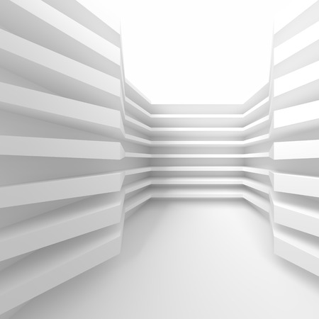 White Building Construction. Abstract Architecture Background. Modern Interior Design. 3d Rendering of White Minimal Technology Designの写真素材