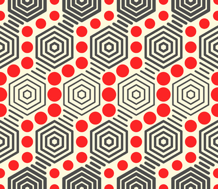 Seamless Hexagon and Circle Background. Vector Geometric Texture. Abstract Endless Wallpaperのイラスト素材