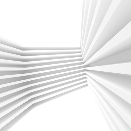 Abstract Architecture Design. White Modern Background. Minimal Building Construction. Column Interior Concept. 3d illustration of Surreal Futuristic Shapesの写真素材