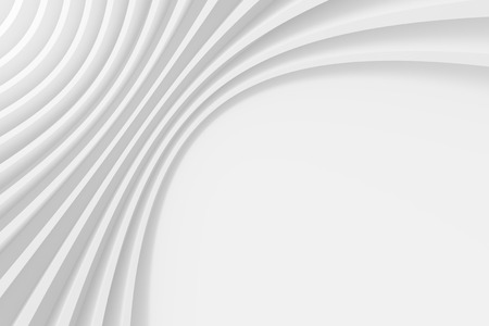 Circular Architecture Design. White Futuristic Background with Copyspace. Abstract Geometric Shape. 3d Renderingの写真素材