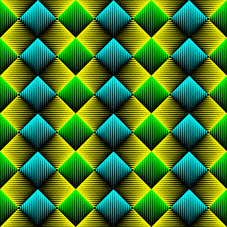 Seamless Square Pattern. Abstract Neon Background. Vector Regular Geometric Textureのイラスト素材