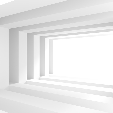 Abstract Interior Background. White Room with Window. Modern Architecture Wallpaper. 3d Renderingの写真素材