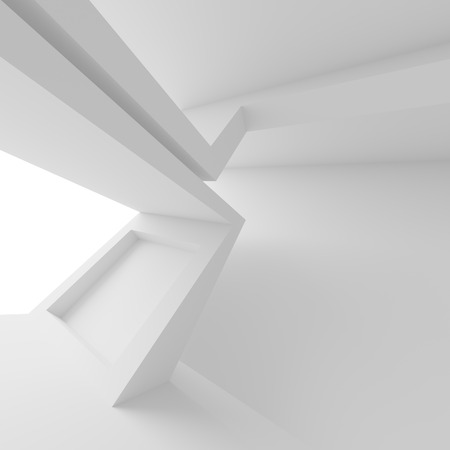 Abstract Interior Background. White Room with Window. Modern Architecture Wallpaper. 3d Renderingの写真素材