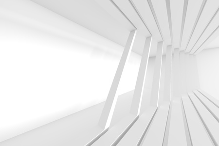 Abstract Office Interior Design. Creative Modern Industrial Concept. White Room with Window. 3d Renderingの写真素材