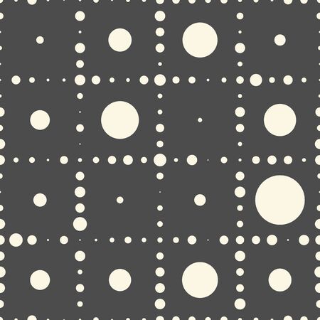 Seamless Black and White Wallpaper. Decorative Chaotic Circle Pattern. Abstract Graphic Designのイラスト素材
