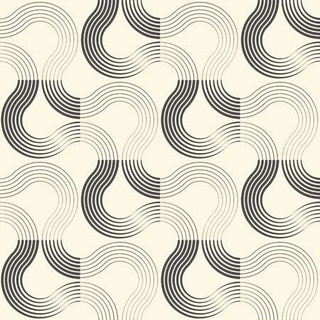 Seamless Circular Ornament. Abstract Monochrome Background. Vector Lattice Patternのイラスト素材