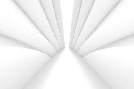 White Wave Background. Abstract Minimal Exterior Design. Creative Architectural Concept. 3d Illustrationの写真素材