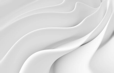 White Wave Background. Abstract Minimal Exterior Design. Creative Architecture Concept. 3d Illustrationの写真素材
