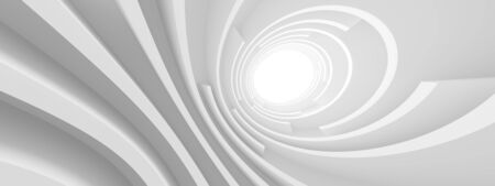 Modern Hall Wallpaper. Curved Graphic Design. Purity 3d Renderingの写真素材