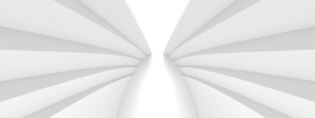 Abstract Hall Background. White Curved Texture. Polygonal 3d Illustrationの写真素材