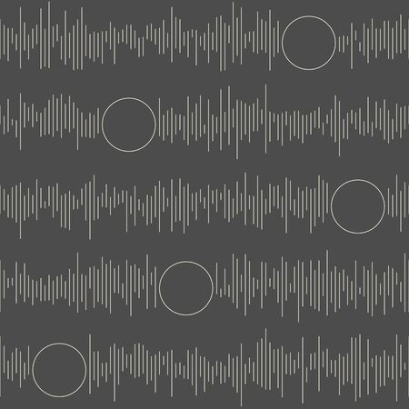 Seamless Circle and Stripe Pattern. Abstract Monochrome Background. Vector Textureのイラスト素材