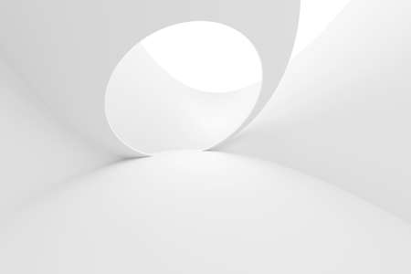 Modern Architecture Wallpaper. White Wave Texture. Trendy 3d Illustrationの写真素材