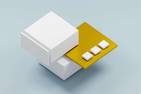Abstact Isometric Background. Minimal Graphic Elements. Modern Cube Design. 3d Renderingの写真素材