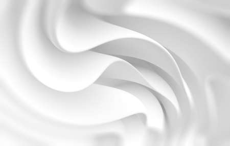White Flowing Background. Dynamic  Wavy Design. Abstract Satin Wallpaper. 3d Renderingの写真素材