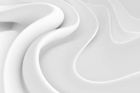 Modern Geometric Wallpaper. White Wave Texture. White 3d Illustrationの写真素材