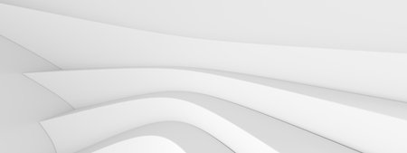 Modern Architecture Wallpaper. White Curved Texture. Unusual 3d illustrationの写真素材