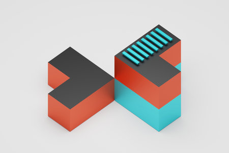 Modern Technology Wallpaper. Abstract graphic design. Digital 3d illustrationの写真素材