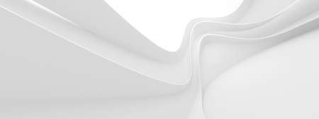 Abstract Wave Background. Minimal White Geometric Wallpaper. 3d Renderingの写真素材