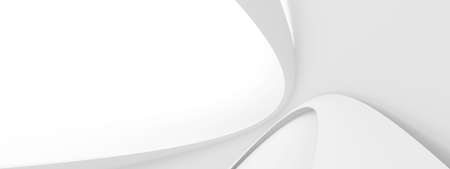 White Abstract Panoramic Background. Minimal Striped Wallpaper. 3d Renderingの写真素材