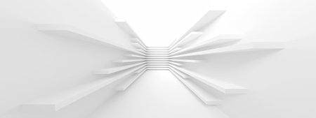 Modern Interior Concept. Monochrome Corporate Construction. 3D Illustrationの写真素材