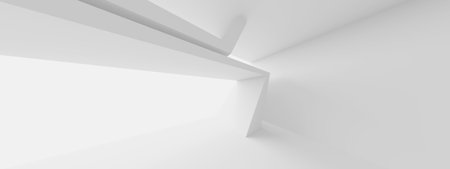 White Architecture Concept. Beautiful Business Design. 3D Renderingの写真素材