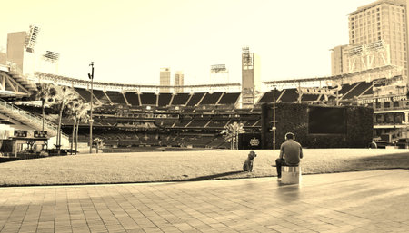 Take the Dog for a Walk at Petco Park at San Diegoのeditorial素材