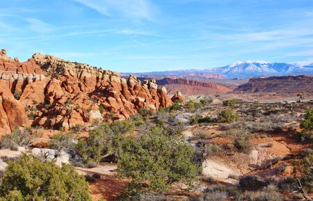 Fiery Furnace arches in Arches National Park in eastern Utah in the United States.の写真素材